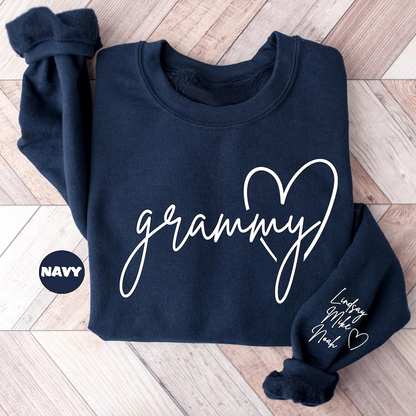 Personalized Grammy Sweatshirt, Custom Grandma Hoodie, Cute Granny Outfit With Grandkids Names On Sleeve, Grandma Clothing, Birthday Gifts