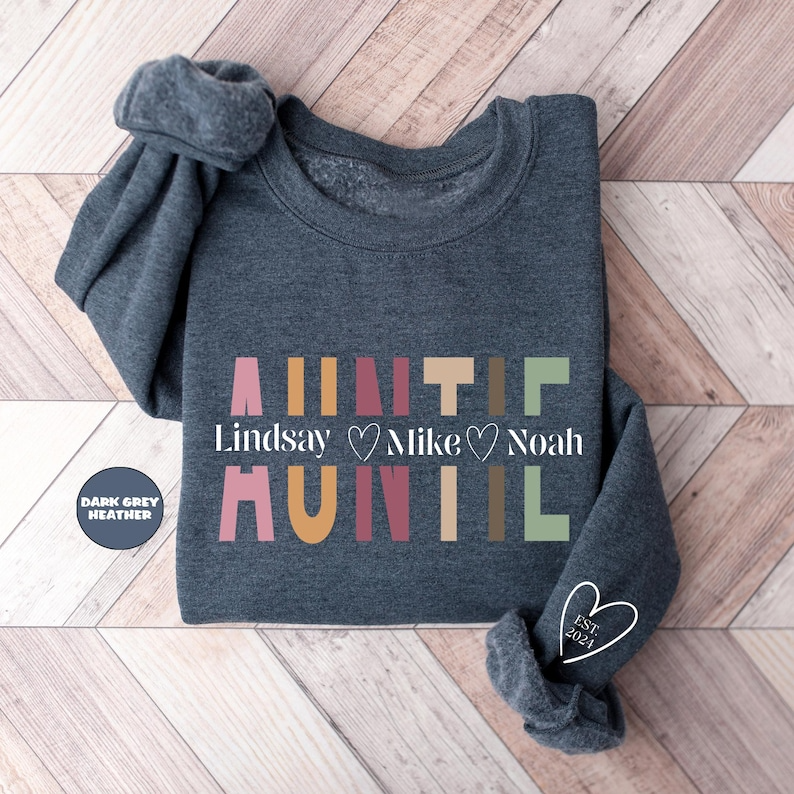Custom Auntie Sweatshirt, Personalized Aunt Hoodie With Nephew Niece Names, Pregnancy Announcement Outfit, New Aunt Clothing, Auntie Gifts