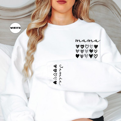 Personalized Mama Sweatshirt, Custom Mom Hoodie With Names On Sleeve, Pregnancy Announcement Momma Outfit, New Mommy Clothing, Birthday Gift