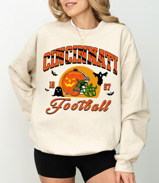 Cincinnati Halloween Football Sweatshirt, Game Day Shirt, 90s Cincinnati Football Game Day Shirt, Football Fan Gift, Football Season Shirt
