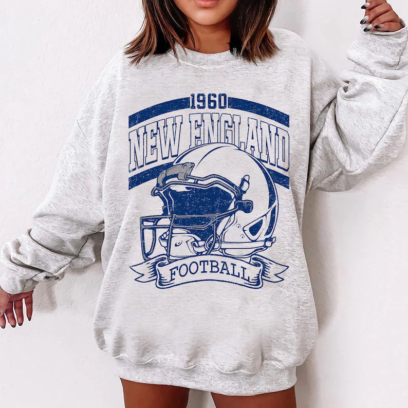 Vintage 90s Style New England Football Sweatshirt, Game Day Shirt, New England Team Football Shirt, Sunday New England, New England Football