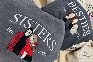 Embroidered Custom Besties Shirts, Best Friend Sweatshirt, Matching Sweatshirt For Best Friends, Custom Sisters Shirt