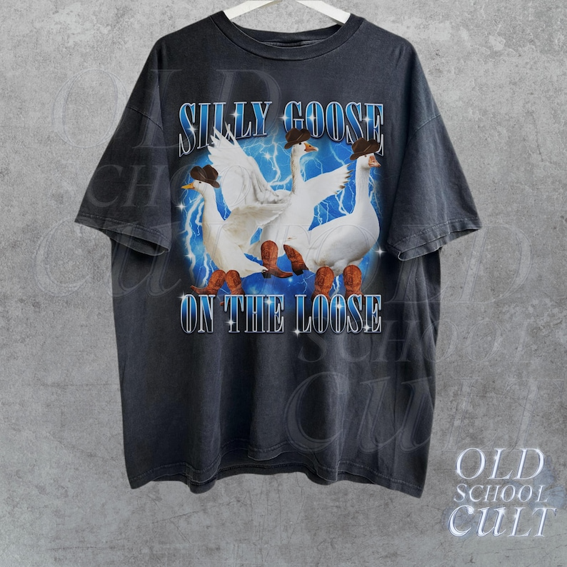 Silly Goose On The Loose Vintage 90s Graphic Shirt, Retro Funny Goose Gag Shirt, Retro Silly Meme Clothing, Yapping Meme Shirt, Fun Gift