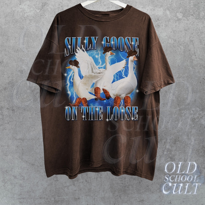 Silly Goose On The Loose Vintage 90s Graphic Shirt, Retro Funny Goose Gag Shirt, Retro Silly Meme Clothing, Yapping Meme Shirt, Fun Gift