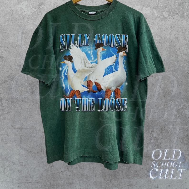 Silly Goose On The Loose Vintage 90s Graphic Shirt, Retro Funny Goose Gag Shirt, Retro Silly Meme Clothing, Yapping Meme Shirt, Fun Gift