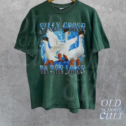 Silly Goose On The Loose Vintage 90s Graphic Shirt, Retro Funny Goose Gag Shirt, Retro Silly Meme Clothing, Yapping Meme Shirt, Fun Gift
