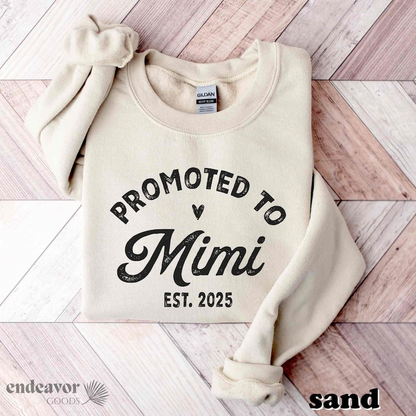 Promoted to Mimi Sweatshirt New Grandma Shirt Mimi Established 2025 Shirt Maternity Pregnancy Announcement Gift Christmas Gift Mimi Reveal