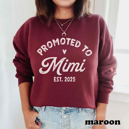 Promoted to Mimi Sweatshirt New Grandma Shirt Mimi Established 2025 Shirt Maternity Pregnancy Announcement Gift Christmas Gift Mimi Reveal