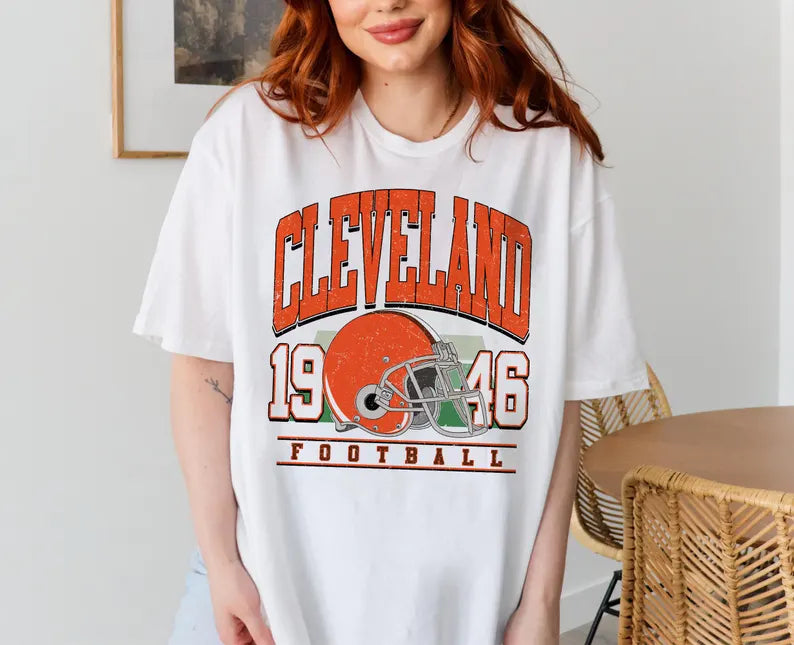 Cleveland Retro 90s Style Football Sweatshirt, Cleveland Football Shirt, Sunday Football Shirt, Cleveland Crewneck Tee, Game Day Shirt