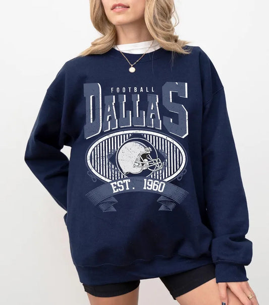 Dallas Vintage 90s Style Football Sweatshirt, Dallas Football Shirt, Sunday Football Shirt, Retro Dallas Crewneck Sweatshirt, Game Day Shirt