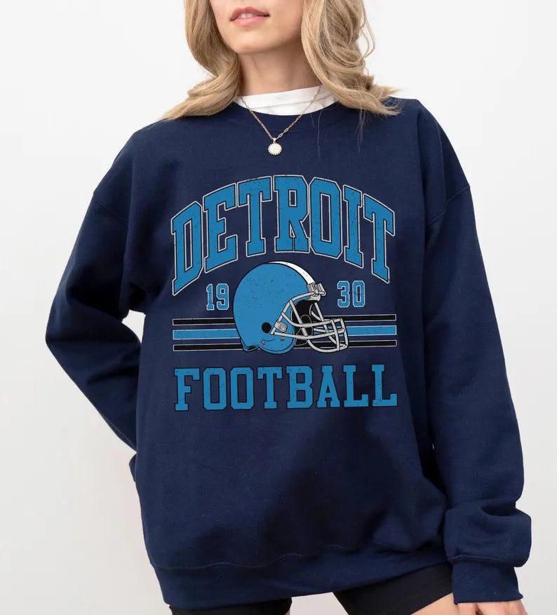 Detroit Retro 90s Style Football Sweatshirt, Detroit Football Shirt, Sunday Football Shirt, Vintage Detroit Crewneck Sweatshirt, Game Day