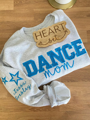 Personalized Embroidered Dance Mom Sweatshirt | Custom Team Crewneck | Dance Mom Bow Shirt | with Kids Name on Sleeve | Dance Shirt