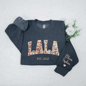 Custom Embroidered Lala Sweatshirt, Lala Floral Applique Sweatshirt, Lala Sweatshirt, Gifts For Nana, New Grandma Gifts, Lala Lolly Hoodies