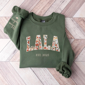 Custom Embroidered Lala Sweatshirt, Lala Floral Applique Sweatshirt, Lala Sweatshirt, Gifts For Nana, New Grandma Gifts, Lala Lolly Hoodies