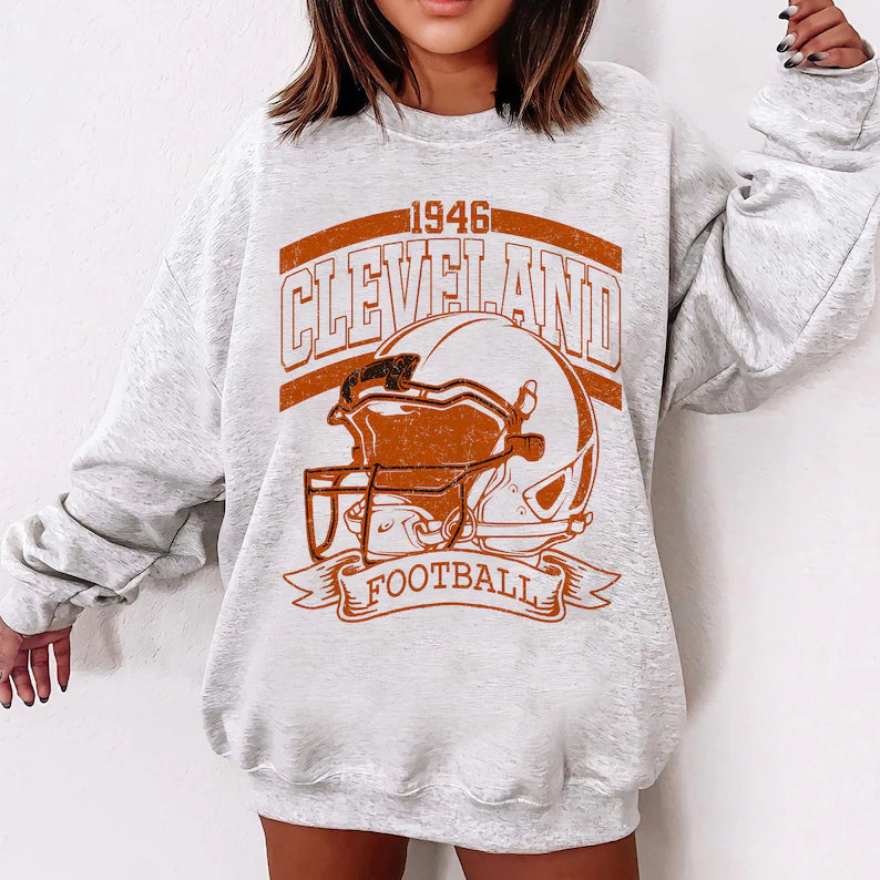 Vintage 90s Style Cleveland Football Sweatshirt, Game Day Shirt, Cleveland Team Football Shirt, Sunday Cleveland , Cleveland Football