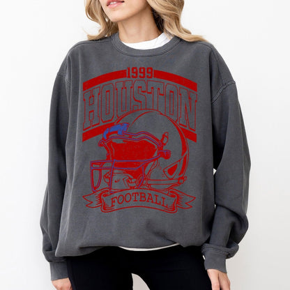 Vintage 90s Style Houston Football Sweatshirt, Game Day Shirt, Houston Team Football Shirt, Sunday Houston, Houston Football