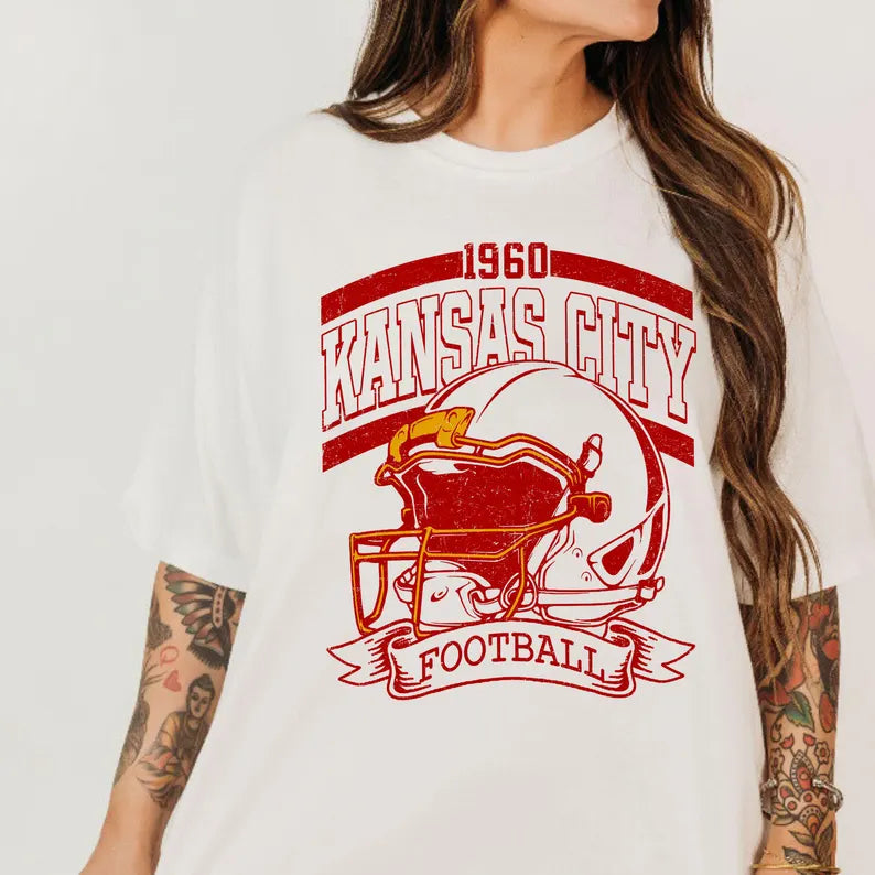 Vintage 90s Style Kansas City Football Sweatshirt, Game Day Shirt, Kansas City Team Football Shirt, Sunday Kansas City, Kansas City Football