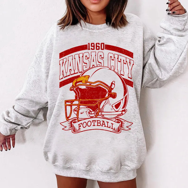Vintage 90s Style Kansas City Football Sweatshirt, Game Day Shirt, Kansas City Team Football Shirt, Sunday Kansas City, Kansas City Football