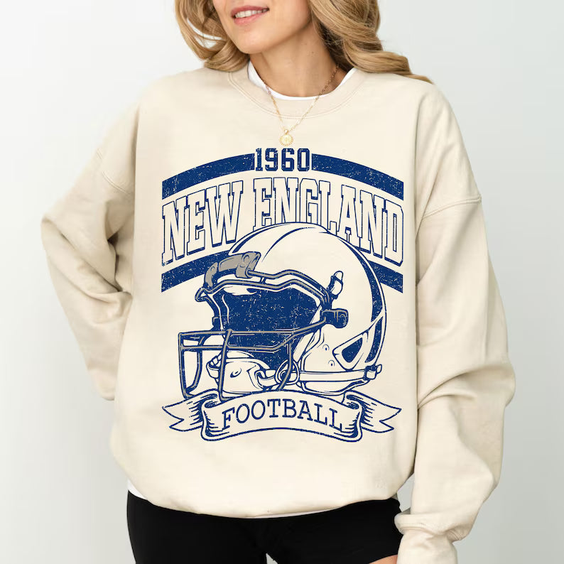 Vintage 90s Style New England Football Sweatshirt, Game Day Shirt, New England Team Football Shirt, Sunday New England, New England Football