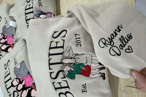 Embroidered Custom Besties Shirts, Best Friend Sweatshirt, Matching Sweatshirt For Best Friends, Custom Sisters Shirt