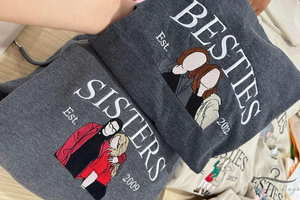 Embroidered Custom Besties Shirts, Best Friend Sweatshirt, Matching Sweatshirt For Best Friends, Custom Sisters Shirt