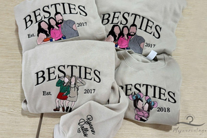 Embroidered Custom Besties Shirts, Best Friend Sweatshirt, Matching Sweatshirt For Best Friends, Custom Sisters Shirt