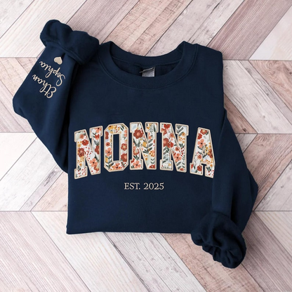 Custom Embroidered Nonna Sweatshirt, Nonna Floral Applique Sweatshirt, Nonna Sweatshirt, Gifts For Nana, New Grandma Gifts, Nonna Hoodies