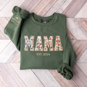 Embroidered Mama Sweatshirt, Mama Floral Applique Sweatshirt, Custom Nana Sweatshirt, Gifts For Nana, New Grandma Gifts, Mom, Mama Hoodies