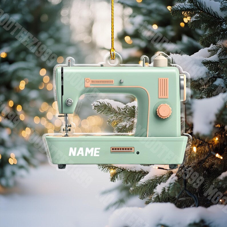 Personalized Sewing 2D Acrylic Ornament, Sewing Machine Ornament, Christmas Gift for Tailor, Sewing Lover Keepsake Gift, Christmas Ornament
