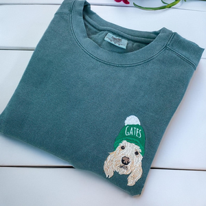 Pet Embroidered Sweatshirt - Custom Dog Embroidered Sweatshirt - Dog Sweatshirt - Unique Gift For Dog Lover