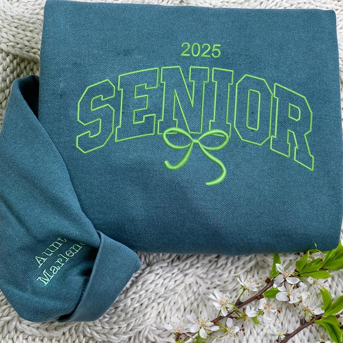 Embroidered Senior Sweatshirt, Custom Grad Gift, Class of 2025 Shirt, Uni Graduation Gifts For Her, Personalized Senior Gift