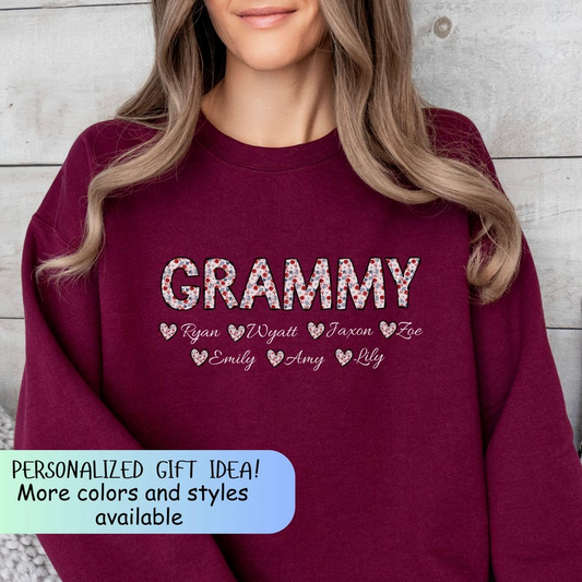 Personalized Grandma Sweatshirt, Custom Grandkids Names Sweater, Customized Nana Shirt, Christmas Gift for Gigi Mimi Mama Grammy