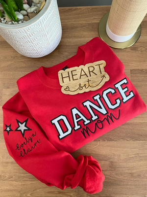 Personalized Embroidered Dance Mom Sweatshirt | Custom Team Crewneck | Dance Mom Bow Shirt | with Kids Name on Sleeve | Dance Shirt