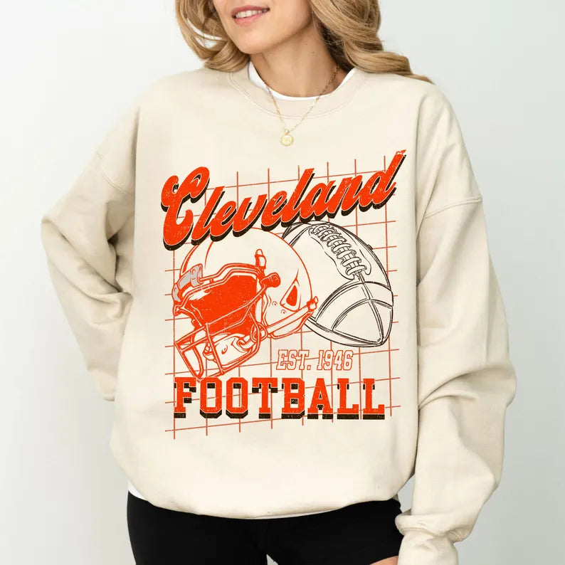 Cleveland Football Shirt For Him, Vintage Cleveland Football Sweatshirt, Cleveland Football Retro Gift, Cleveland Gift For Her, Cleveland Team