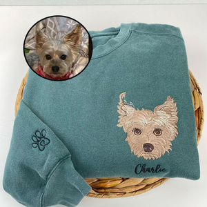 Pet Embroidered Sweatshirt - Custom Dog Embroidered Sweatshirt - Dog Sweatshirt - Unique Gift For Dog Lover