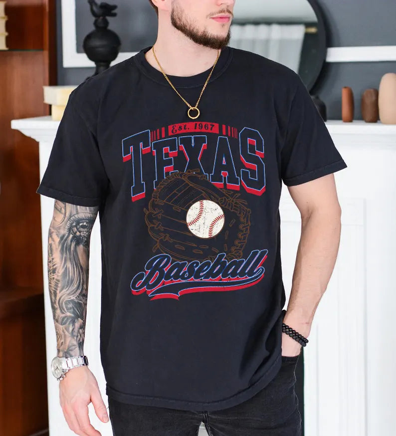 Texas Baseball Sweatshirt, Texas Football Sweatshirt, Retro Texas Baseball 90s Style Shirt, Texas Game Day Tee, Throwback Texas Shirt, Baseball Mom Tee