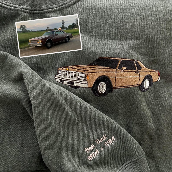 Custom Embroidered Car Hoodie - Car Photo Embroidered - Custom Car Guy Gift - Personalized Christmas Gift For Daddy - Car Lover Gift