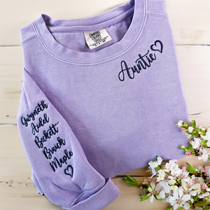 Embroidered Auntie Sweatshirt | Auntie Sweatshirt Embroidered | Custom Auntie Sweatshirt