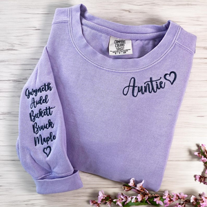 Embroidered Auntie Sweatshirt | Auntie Sweatshirt Embroidered | Custom Auntie Sweatshirt