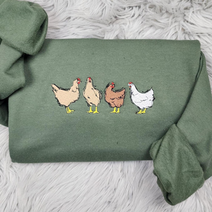 Farm Chickens Embroidered Crewneck - Cute Chickens Crewneck - Chicken Mama Shirt - Farmers Market - T-Shirt - Sweatshirt - Hoodie