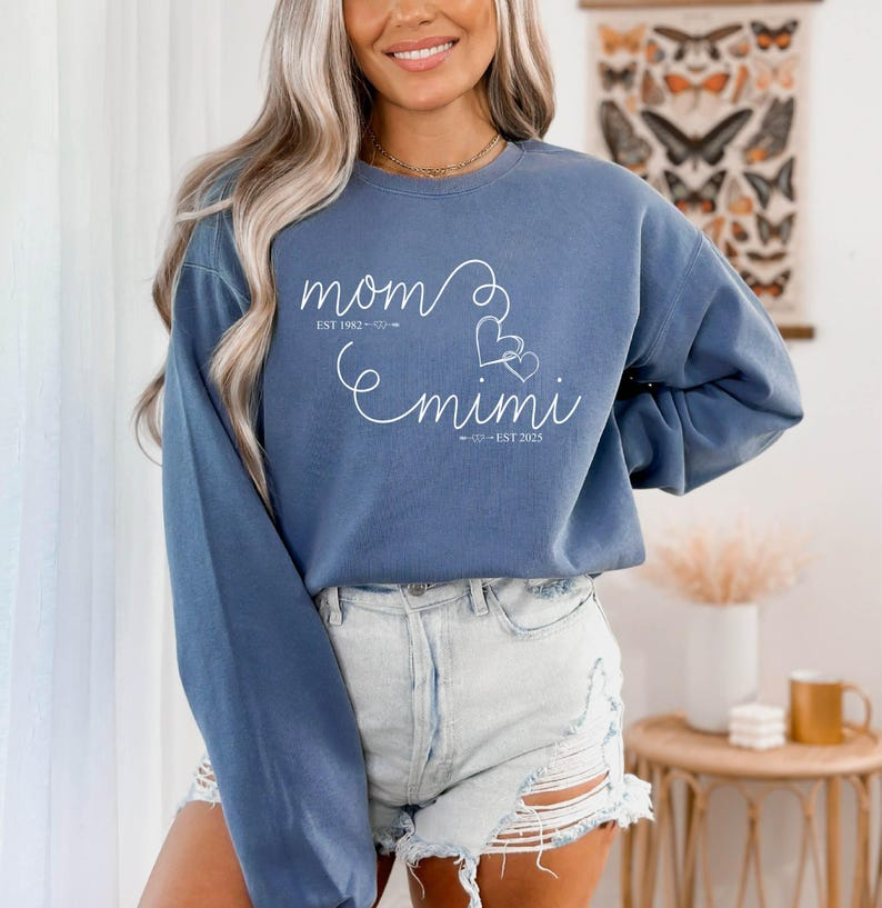 Mom Mimi Sweatshirt, Custom Est. Mimi Sweater, Mimi Birthday Gift for New Mimi, Mothers Day Gift for Mimi Sweater, New Mama Gift