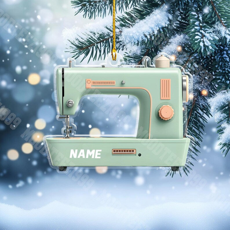 Personalized Sewing 2D Acrylic Ornament, Sewing Machine Ornament, Christmas Gift for Tailor, Sewing Lover Keepsake Gift, Christmas Ornament
