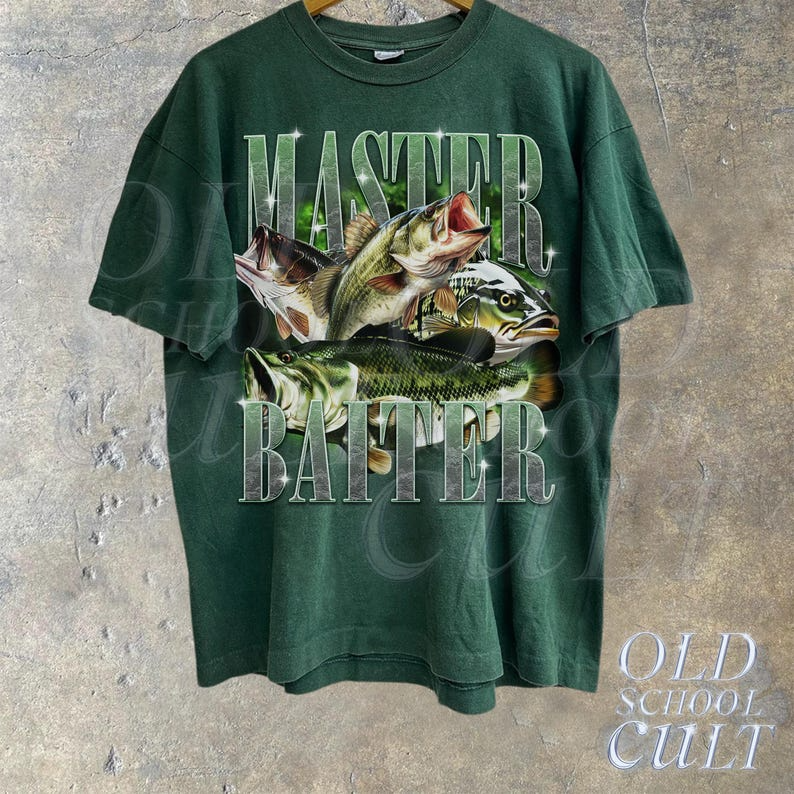 Master Baiter Retro Graphic T-Shirt, Bass Fishing Shirt For Men, Funny Fisher Tee, Husband Shirt, Bass Lovers Gift, Dad Gifts, Fish Lovers