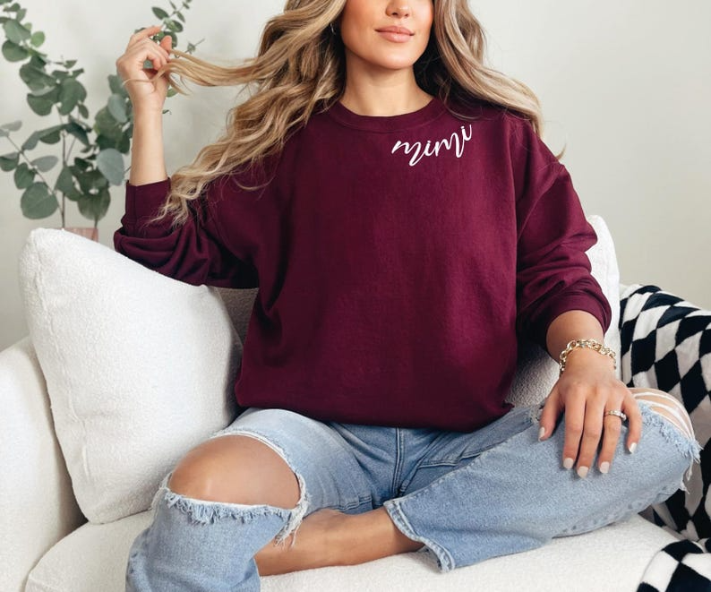 Custom Mimi Sweatshirt with Kids Names on Sleeve, Mimi Sweatshirt, Mimi Gift from Grandkids, Grandma Hoodie, Pregnancy Reveal Sweater
