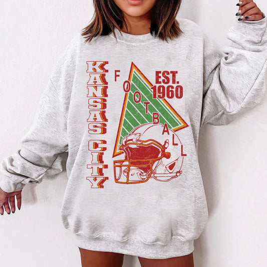 Kansas City Vintage Style Football Sweatshirt, Kansas City Football Crewneck, Kansas City Football T-shirt, Kansas City Fan Gifts Tee