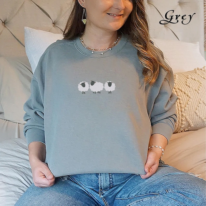 Embroidered Funny Sheep Sweatshirt, Sheep Farmer Gift, Sheep Crewneck, Animal Lover Sweater, Sheep Sweatshirt