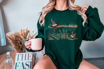 Retro Mallard Ducks Fall Sweatshirt, 90s Waterfowl Duck Outfit, Vintage Duck Shirt, Animal Lover Shirt, Vintage Fall Hoodie, Cute Fall Shirt