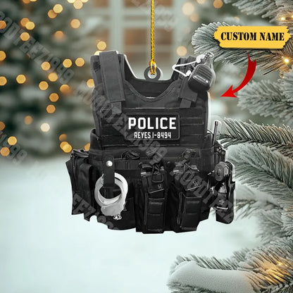 Personalized American Police Uniform Ornament, Police Outfit Ornament, Gift For Police, Gift For Sheriff, Police Bulletproof Vest Ornament