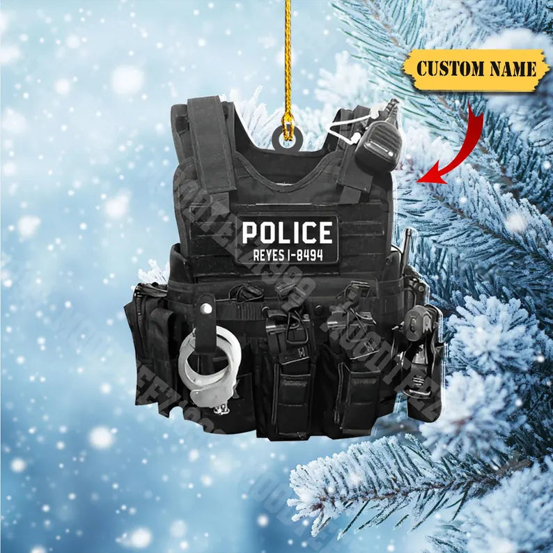 Personalized American Police Uniform Ornament, Police Outfit Ornament, Gift For Police, Gift For Sheriff, Police Bulletproof Vest Ornament