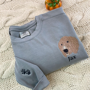 Pet Embroidered Sweatshirt - Custom Dog Embroidered Sweatshirt - Dog Sweatshirt - Unique Gift For Dog Lover